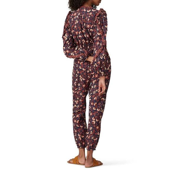 Ulla Johnson Delphine Floral Ruffle Jumpsuit Navy Blue Multi Women's Size 4 - Picture 3 of 12